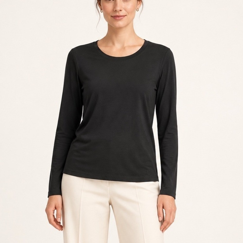 Banana Republic Womens Classic Tee Size M Black Long Sleeve Cotton Modal Stretch